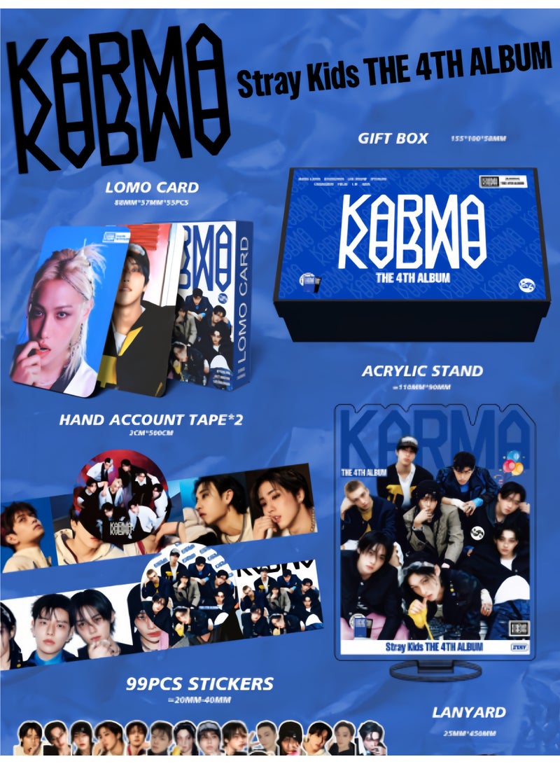 Harse The Stray Kids New Album KARMA Gift Box Includes Lomo Cards, Keychains, Diary Tapes, Keychains, Lanyards, Standees, and Stickers - Image 2